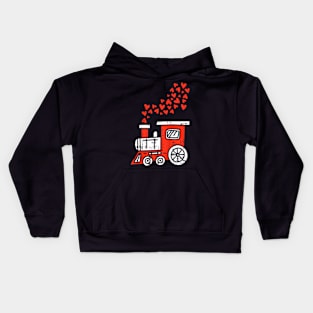 Kids Heart Train Valentines Day Cool Railroad Love Boys Girls Kids Hoodie